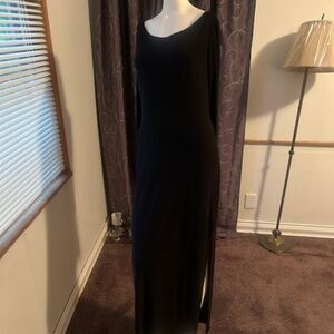 Isaac Imports Black Maxi Bodycon scoop Neck dress, size M